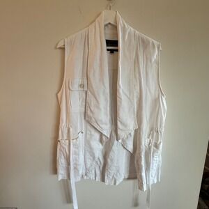 Sanctuary White‎ Linen Drape Utility Vest Sleeveless Layering Jacket Size M